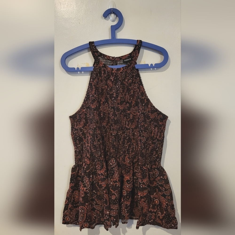 torrid Black and Brown Paisley Halter Tank Top